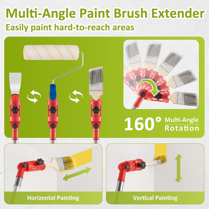HOUIT House Paint Roller Kit with Extension Pole, Home Wall Painting Supplies Set, with Paint Brush, Paint Tray, Multi-Angle Paint Brush Extender - Image 3